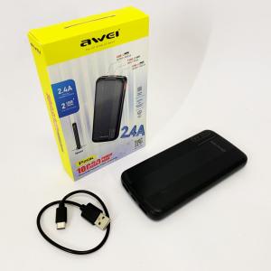 Power Bank Awei P20K 10000 mah Портативне зарядне УМБ 2xUSB чорний