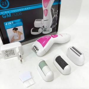 Епілятор Gemei GM-7006 4в1 - Професійний бездротовий епілятор бритва з насадками триммер + пемза