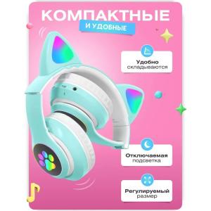 Бездротові навушники LED з котячими вушками CAT STN-28. Колір: зелений