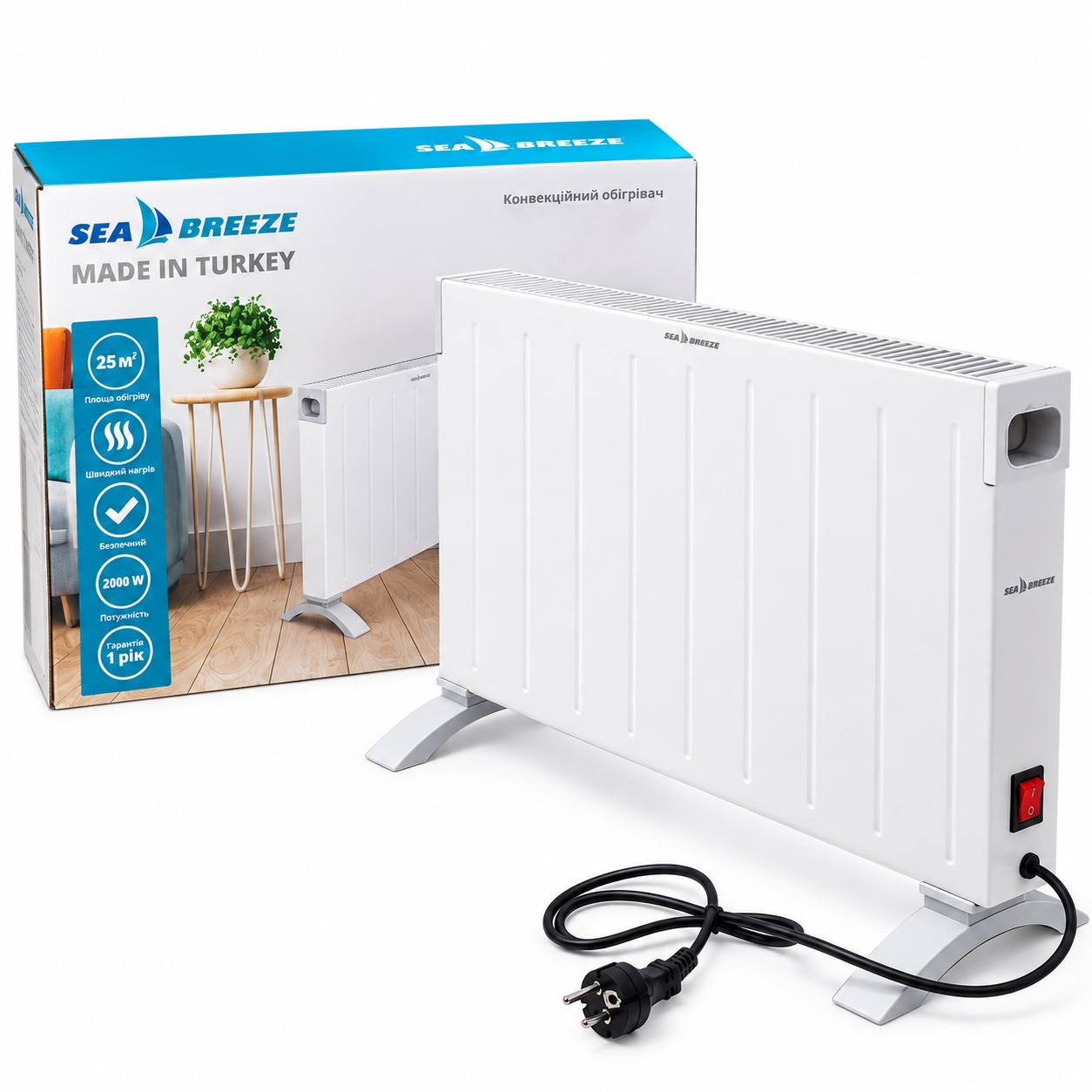 Конвектор SeaBreeze SB-042 2500Вт, Конвекторні обігрівачі для дому 2500w, Електроконвектор