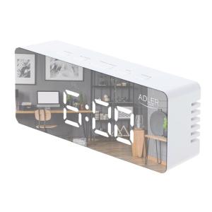Будильник Adler AD 1189 white з термометром та дзеркальним дисплеєм