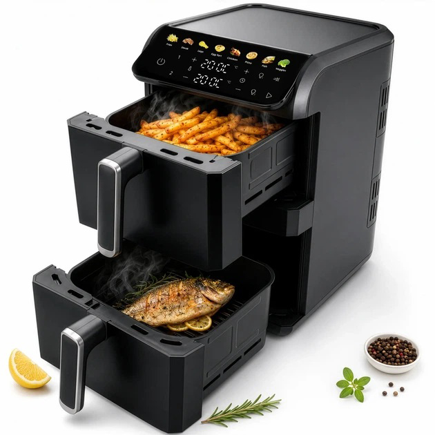 Аерофритюрниця Adler AD 6325 з двома корзинами 10 л та потужністю 2700W