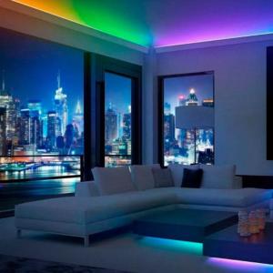 Світлодіодна стрічка SMD 5050 RGB LED 5 м IP65 з bluetooth контролем. підключення 220V