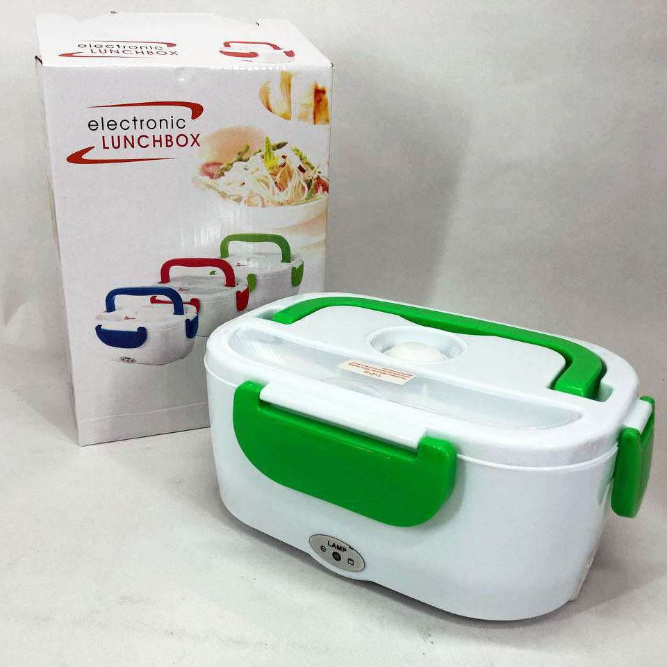 Ланч бокс електричний з підігрівом Lunch Heater 220 V Pro, Термос для їжі для дітей Green