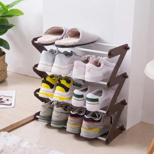 Полиця для взуття органайзер компактний стійка складана Shoe Rack YH 8802 4 полиці. Колір: коричневий