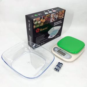 Ваги кухонні DOMOTEC MS-125 Plastic, точні кухонні ваги, ваги для зважування продуктів. Колір: зелений