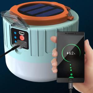 Ліхтар кемпінг переносний 509-20LED, power bank, Li-Ion акумулятор, сонячна батарея, ЗУ microUSB