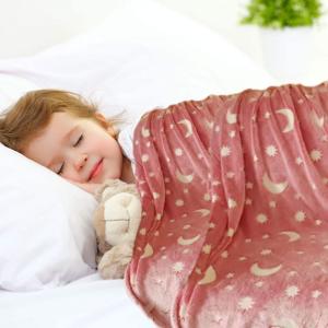 Плед, що світиться в темряві, плюшеве покривало Blanket kids Magic Star 150х100 см флісова ковдра Pink