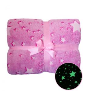 Плед, що світиться в темряві, плюшеве покривало Blanket kids Magic Star 150х100 см флісова ковдра Pink