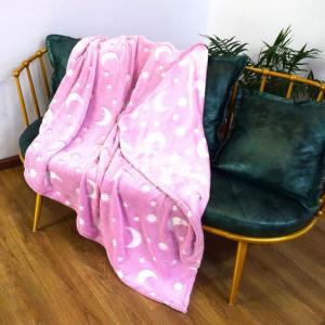 Плед, що світиться в темряві, плюшеве покривало Blanket kids Magic Star 150х100 см флісова ковдра Pink