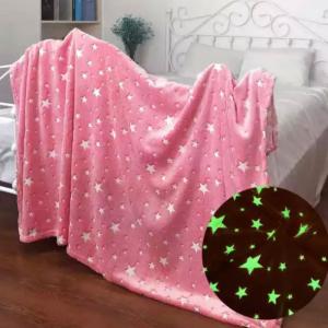 Плед, що світиться в темряві, плюшеве покривало Blanket kids Magic Star 150х100 см флісова ковдра Pink