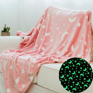 Плед, що світиться в темряві, плюшеве покривало Blanket kids Magic Star 150х100 см флісова ковдра Pink