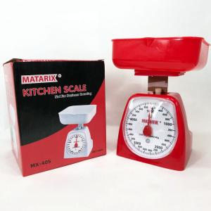 Ваги кухонні механічні MATARIX MX-405 5 кг, ваги для зважування продуктів. Колір: червоний