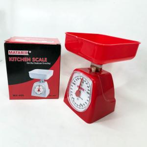 Ваги кухонні механічні MATARIX MX-405 5 кг, ваги для зважування продуктів. Колір: червоний