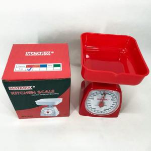 Ваги кухонні механічні MATARIX MX-405 5 кг, ваги для зважування продуктів. Колір: червоний