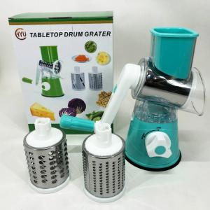 Овочерізка мультислайсер Tabletop Drum Grater Kitchen Master Терка для овочів та фруктів 3 насадки Blue