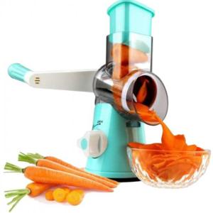 Овочерізка мультислайсер Tabletop Drum Grater Kitchen Master Терка для овочів та фруктів 3 насадки Blue