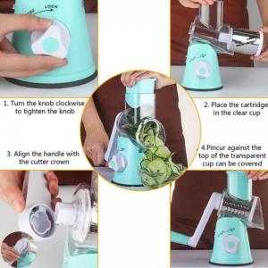 Овочерізка мультислайсер Tabletop Drum Grater Kitchen Master Терка для овочів та фруктів 3 насадки Blue