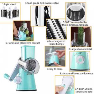 Овочерізка мультислайсер Tabletop Drum Grater Kitchen Master Терка для овочів та фруктів 3 насадки Blue