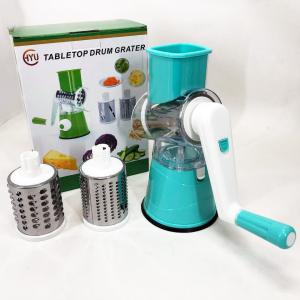 Овочерізка мультислайсер Tabletop Drum Grater Kitchen Master Терка для овочів та фруктів 3 насадки Blue