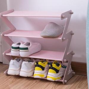 Полиця для взуття органайзер стійка складана Shoe Rack YH 8802 речей та взуття 4 полиці. Колір: рожевий