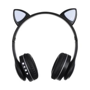 Бездротові навушники з котячими вушками та RGB підсвічуванням Cat VZV 23M. Колір: чорний