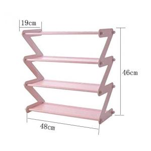 Полиця для взуття органайзер стійка складана Shoe Rack YH 8802 речей та взуття 4 полиці. Колір: рожевий