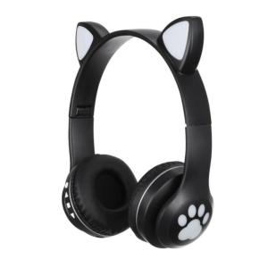 Бездротові навушники з котячими вушками та RGB підсвічуванням Cat VZV 23M. Колір: чорний