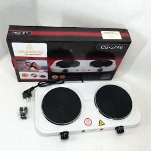 Плита електрична настільна побутова Crownberg CB-3746 двоконфоркова дискова кухонна плита 2000 Вт