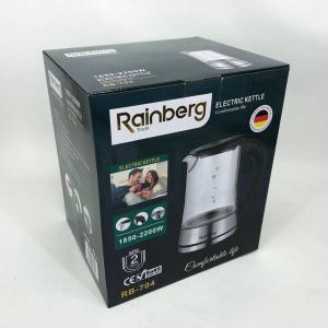Чайник електричний скляний електрочайник з LED підсвічуванням Rainberg RB-704 2 л 2200 Вт