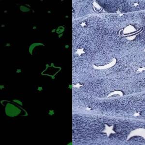 Плед, що світиться в темряві, плюшеве покривало Blanket kids Magic Star 150х100 см флісова ковдра Blue