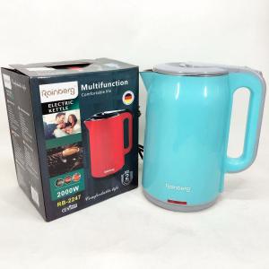 Чайник електричний Rainberg RB-2247 2000Вт 2 л, тихий електричний, безшумний чайник Blue