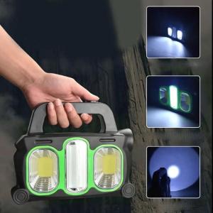 Ліхтар ручний на сонячній батареї 3в1 HB-6168-LED+2COB з боковою лампою, 3 режими з функцією Power Bank