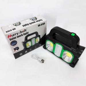Ліхтар ручний на сонячній батареї 3в1 HB-6168-LED+2COB з боковою лампою, 3 режими з функцією Power Bank