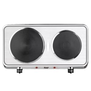 Плита електрична настільна дискова RAF 8007B на дві конфорки срібляста 2000W