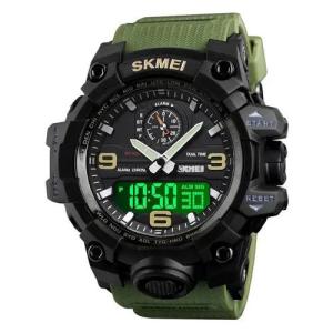 Годинник наручний чоловічий SKMEI 1586AG ARMY GREEN, чоловічий армійський водостійкий тактичний. Колір: зелений