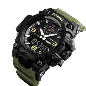 Годинник наручний чоловічий SKMEI 1586AG ARMY GREEN, чоловічий армійський водостійкий тактичний. Колір: зелений
