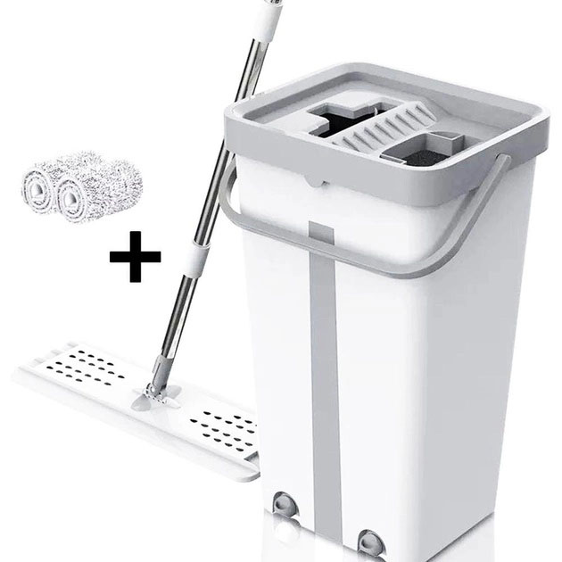 Швабра середня з відром комплект Scratch Cleaning Easy Mop з автоматичним віджиманням та складною ручкою