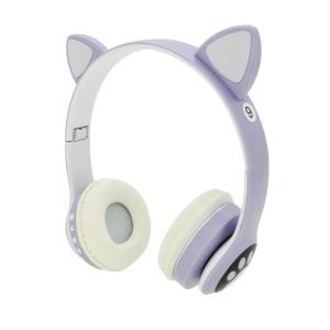 Бездротові навушники з котячими вушками та RGB підсвічуванням Cat VZV 23M. Колір: фіолетовий