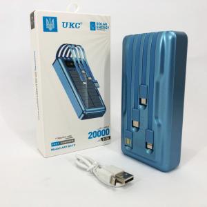 Портативний зарядний пристрій на 20000mAh, Power Bank на сонячній батареї, для планшета. Колір: синій