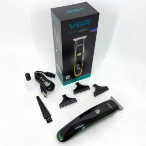 Тример для стрижки волосся та бороди VGR V-966 LED Display, професійна електробритва. Колір: зелений