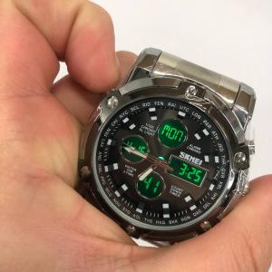 Годинник наручний чоловічий SKMEI 1389SIBK SILVER-BLACK, модний чоловічий годинник. Колір: срібний + чорний