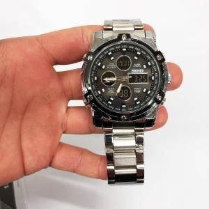 Годинник наручний чоловічий SKMEI 1389SIBK SILVER-BLACK, модний чоловічий годинник. Колір: срібний + чорний
