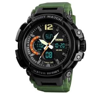 Годинник наручний чоловічий SKMEI 1343AG ARMY GREEN, годинник тактичний протиударний. Колір: зелений