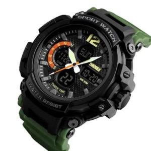 Годинник наручний чоловічий SKMEI 1343AG ARMY GREEN, годинник тактичний протиударний. Колір: зелений