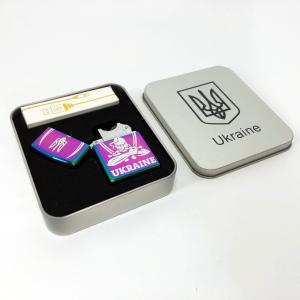 Дугова електроімпульсна запальничка USB Україна (металева коробка) HL-449. Колір: хамелеон