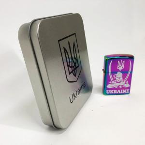 Дугова електроімпульсна запальничка USB Україна (металева коробка) HL-449. Колір: хамелеон