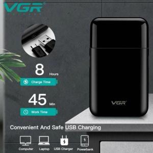 Акумуляторна чоловіча міні електробритва VGR V-390 для гоління бороди та вусів шейвер Black
