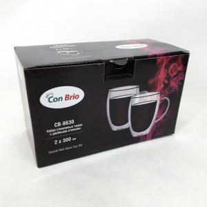 Набір скляних чашок з подвійними стінками Con Brio CB-8630 2шт, 300мл, кружки з подвійними стінками