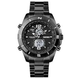 Годинник наручний чоловічий SKMEI 1670BKWT BLACK-WHITE, Армійський годинник протиударний